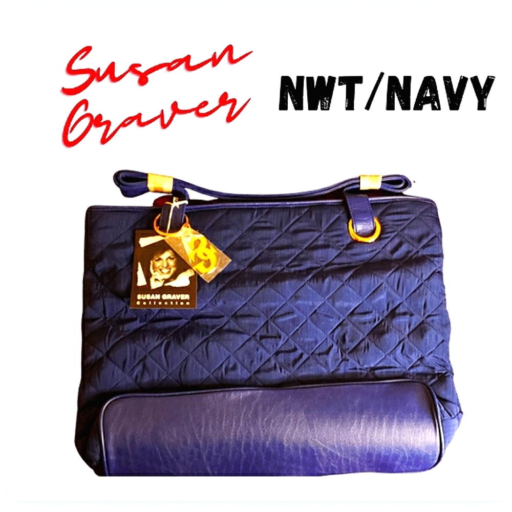 🔥 NWT/SUSAN GRAVER~NAVY OVERNIGHT BAG